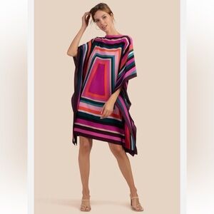 Trina Turk Silk Multicolor Striped Dress New